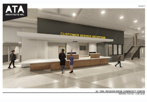 Iroquois Ridge construction rendering - Customer service desk