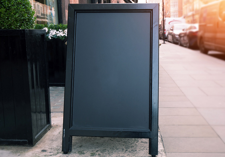 Example of a temporary A-frame sign