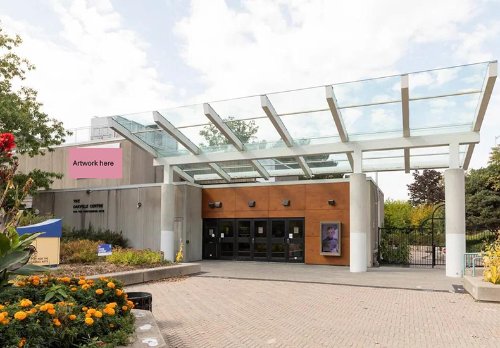 Public art placement on the outside south entrance wall of the Oakville Centre for the Performing Arts