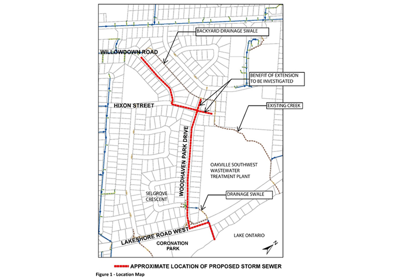 Woodhaven Park Drive Storm Sewer and Road Resurfacing Project Area Map