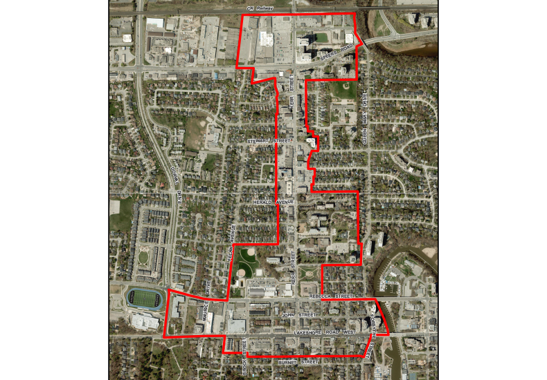 Streetscape Project Area Map (satellite view) - Kerr Village