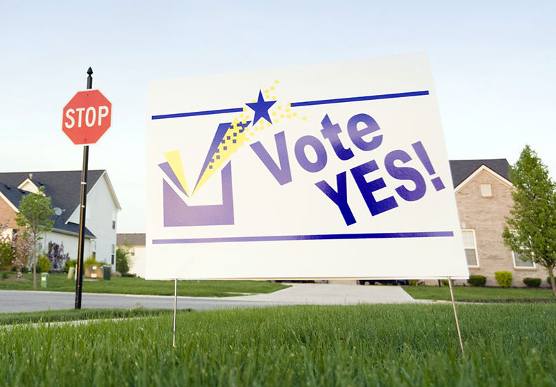 Example of a permanent election sign.