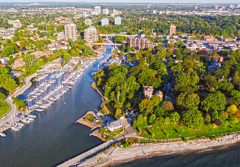 Aerial view of Oakville Harbour