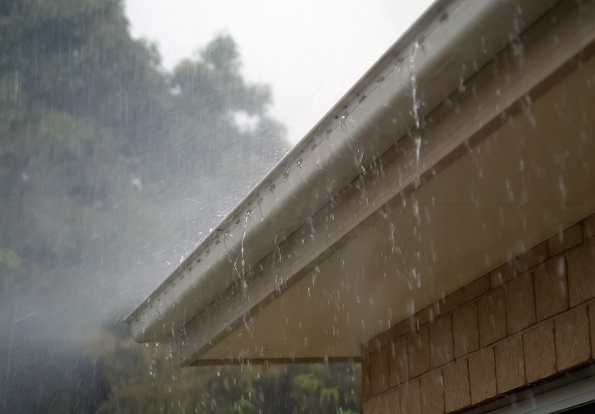 Rain on the roof of a house